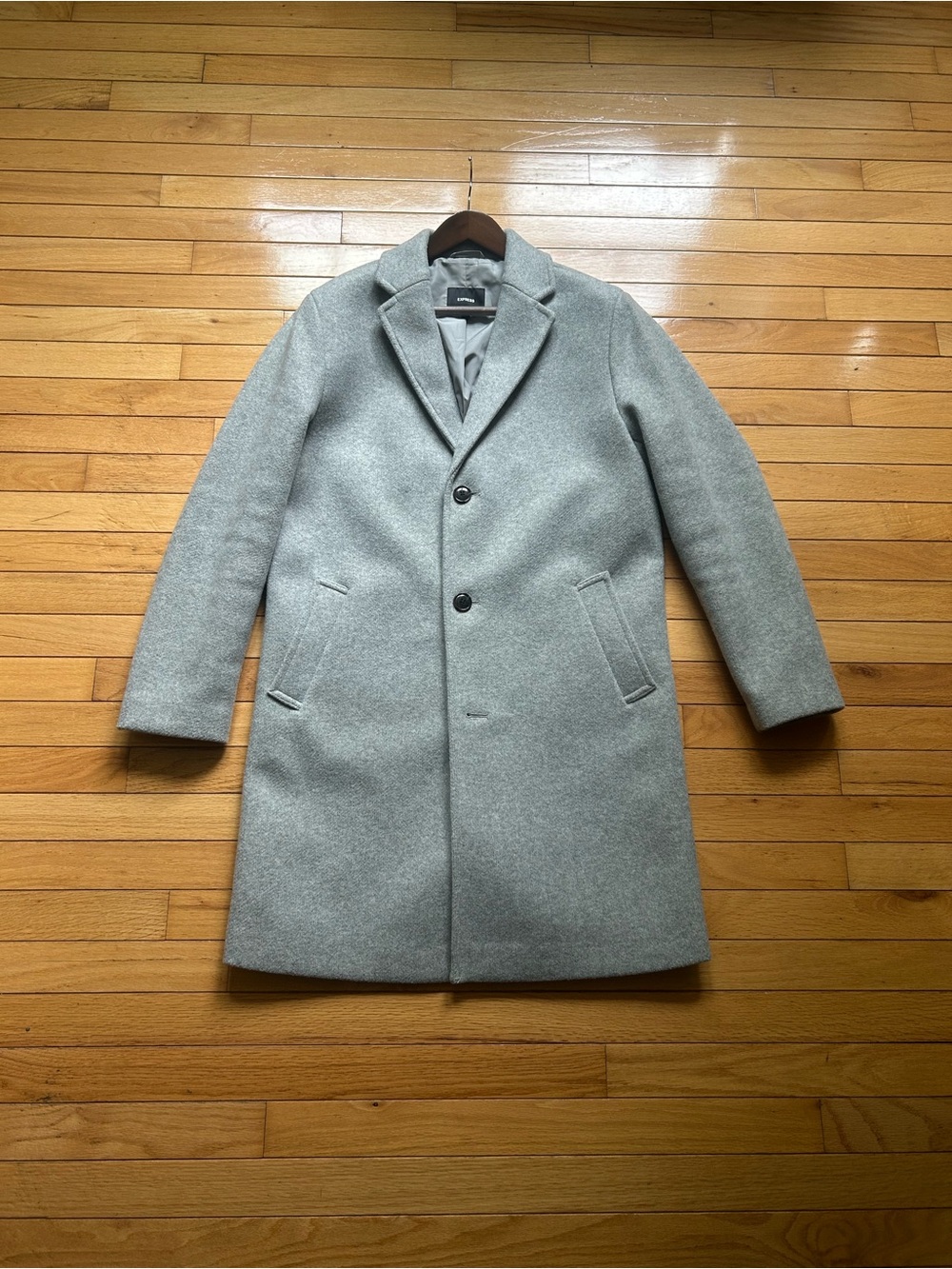 Express Light Gray Men's Wool-Blend Pea Coat